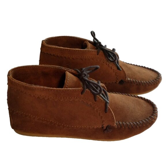 Minnetonka Leather Lace Up Chukka Boots 273 Ankle Bootie Women's Brown - 8 - Picture 1 of 8